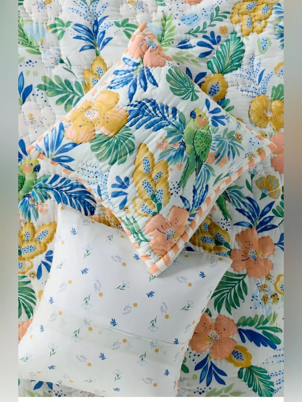 new Anthropologie Ellen merchant cotton voile euro pillow sham Floral Parrot